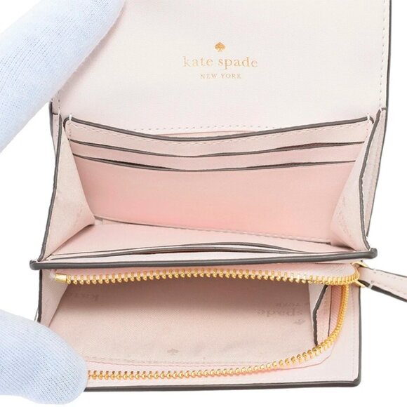 S Kate Spade Kayla Embellished Spade L-Zip Wallet KK113 Light Pink Leather NWT - Picture 7 of 13
